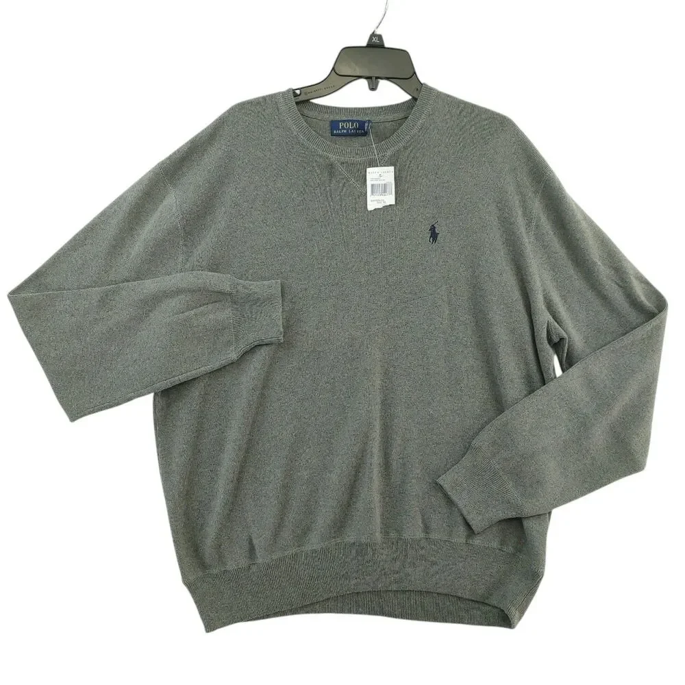 Polo Ralph Lauren Men's Eastern Grey Crewneck Cotton Sweater Size XL NWT